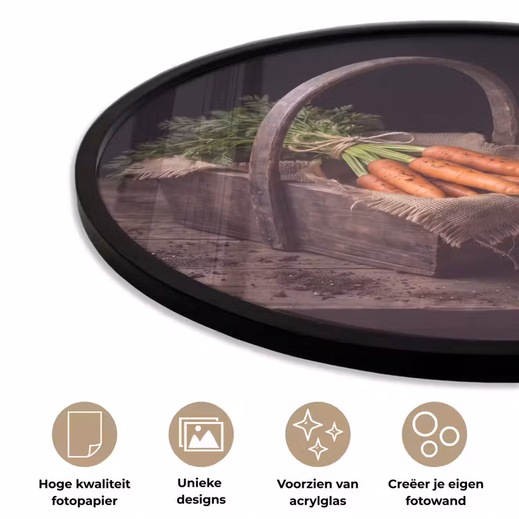 Ronde fotolijst - Wortels - Mand - Eten — 2