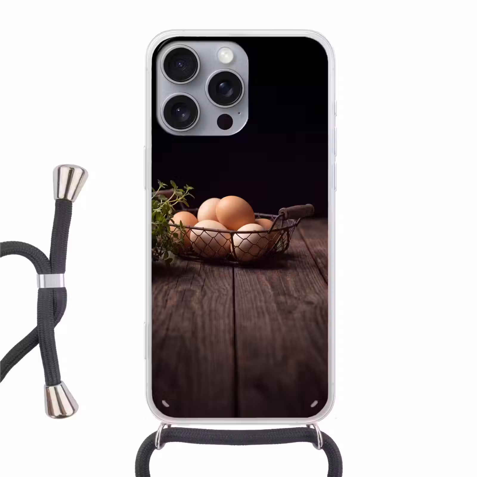 Telefoonhoesje met koord - Eieren - Mand - Eten — 1