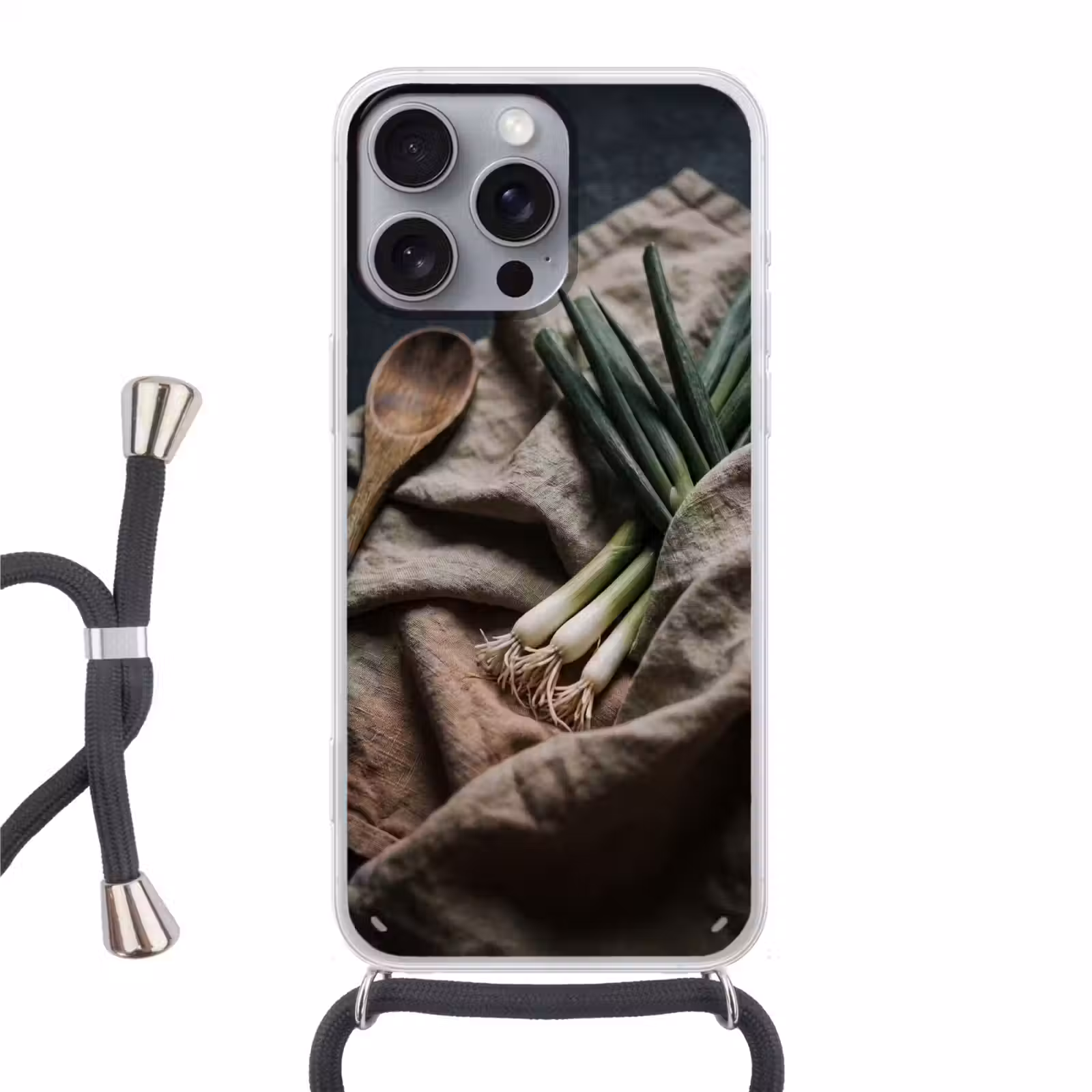 Telefoonhoesje met koord - Eten - Lepel - Rustiek — 1