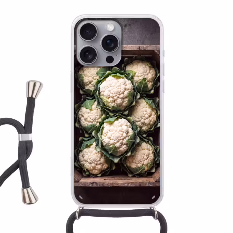 Telefoonhoesje met koord - Bloemkool - Houten kist — 1
