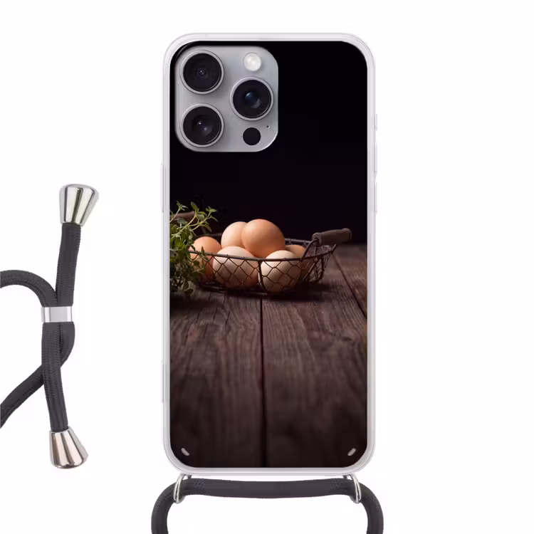 Telefoonhoesje met koord - Eieren - Mand - Eten — 1