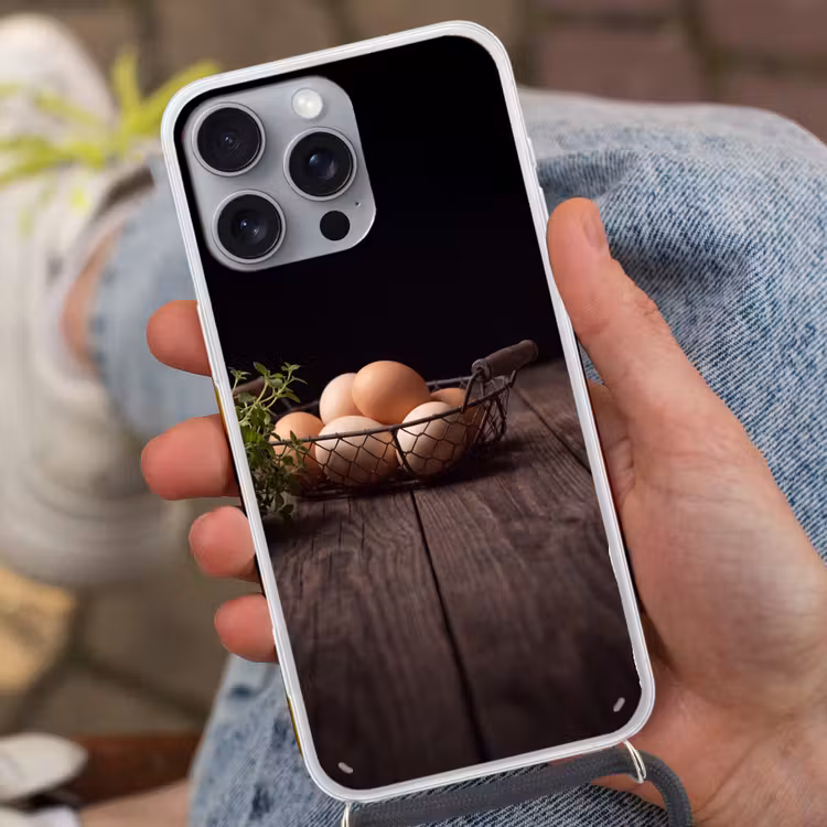 Telefoonhoesje met koord - Eieren - Mand - Eten — 2
