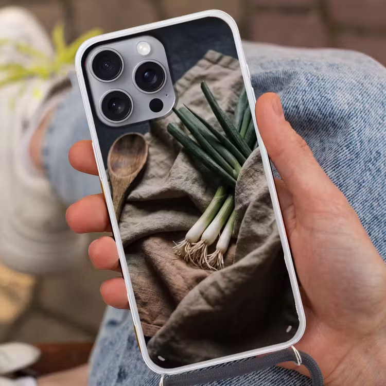 Telefoonhoesje met koord - Eten - Lepel - Rustiek — 2