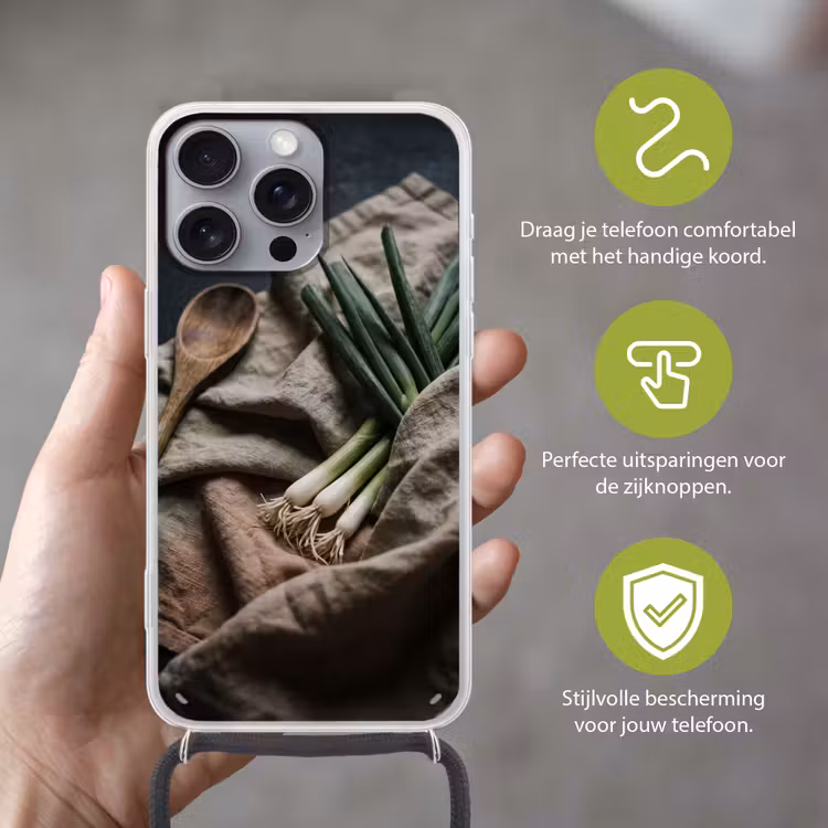 Telefoonhoesje met koord - Eten - Lepel - Rustiek — 4