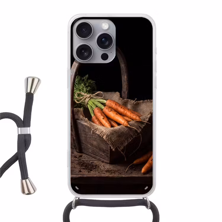 Telefoonhoesje met koord - Wortels - Mand - Eten — 1