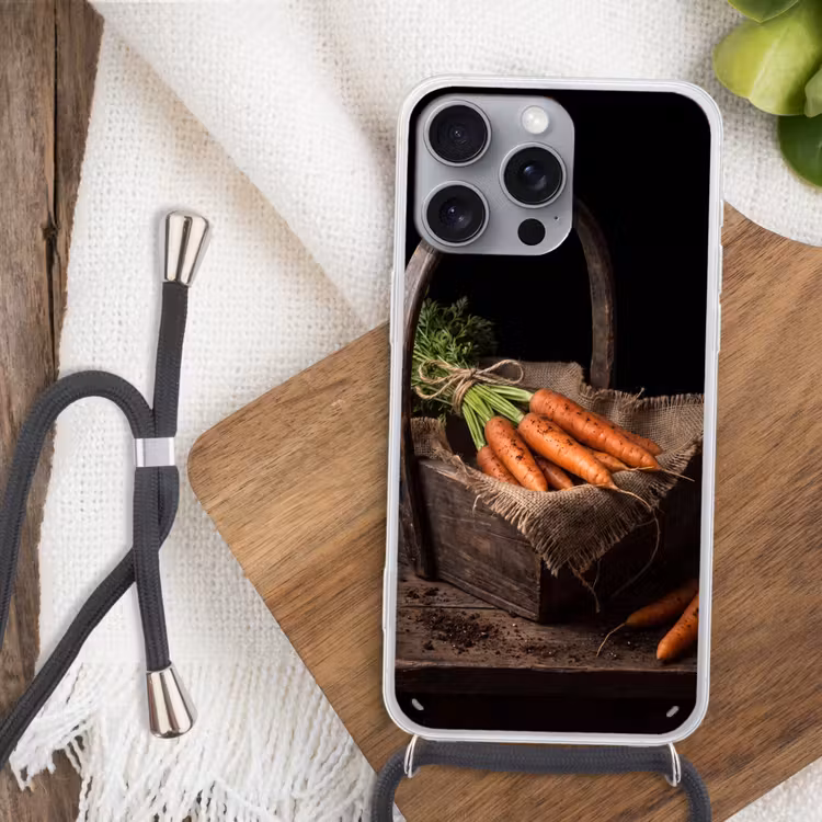 Telefoonhoesje met koord - Wortels - Mand - Eten — 3