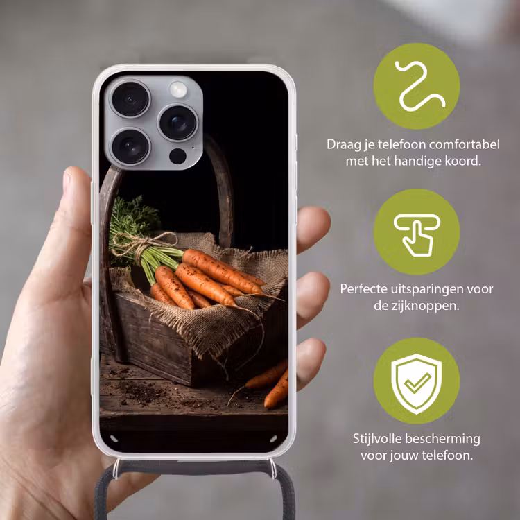Telefoonhoesje met koord - Wortels - Mand - Eten — 4