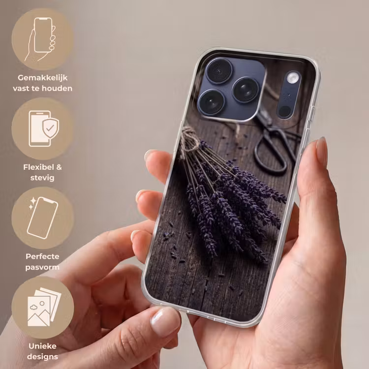 Telefoonhoesje Softcase - Bloemen - Rustiek - Paars — 4