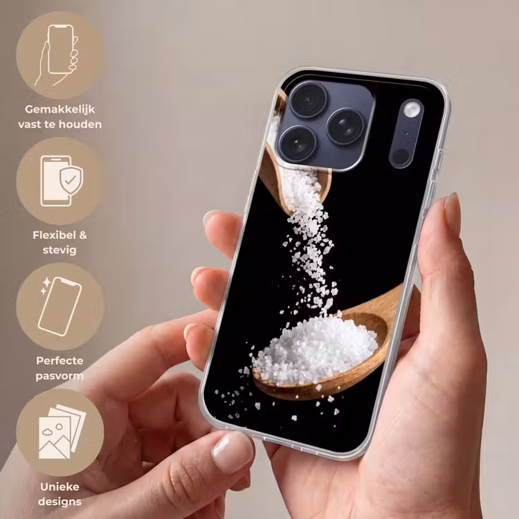 Telefoonhoesje Softcase - Eten - Zout - Hout — 4