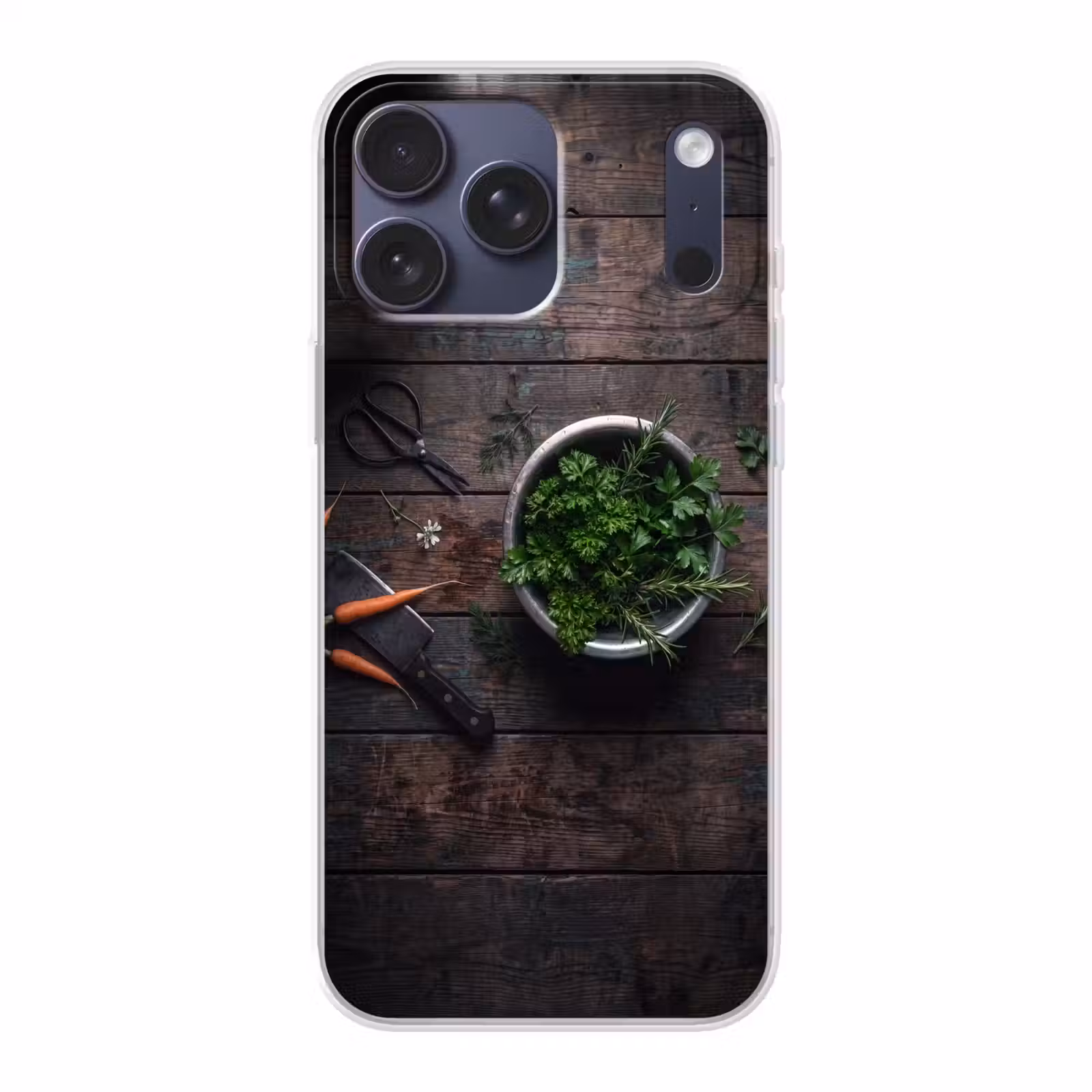 Telefoonhoesje Softcase - Groenten - Hout - Eten — 1