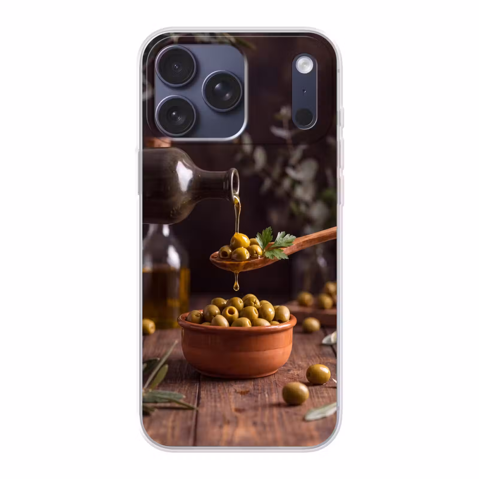 Telefoonhoesje Softcase - Olijven - Olijfolie - Eten — 1