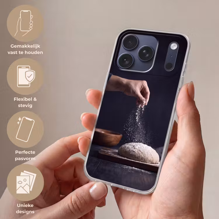 Telefoonhoesje Softcase - Deeg - Hand - Bakken — 4