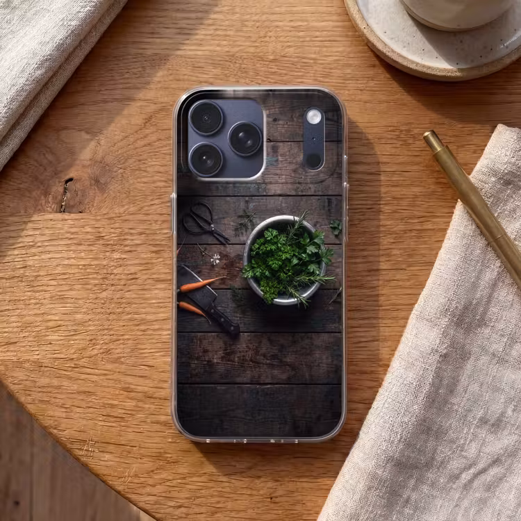 Telefoonhoesje Softcase - Groenten - Hout - Eten — 2