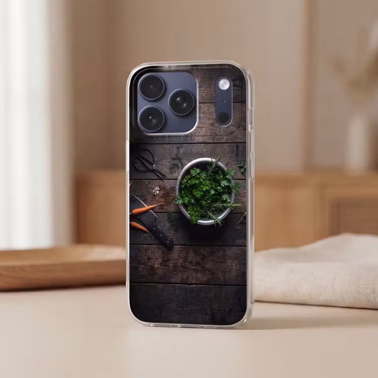 Telefoonhoesje Softcase - Groenten - Hout - Eten — 3