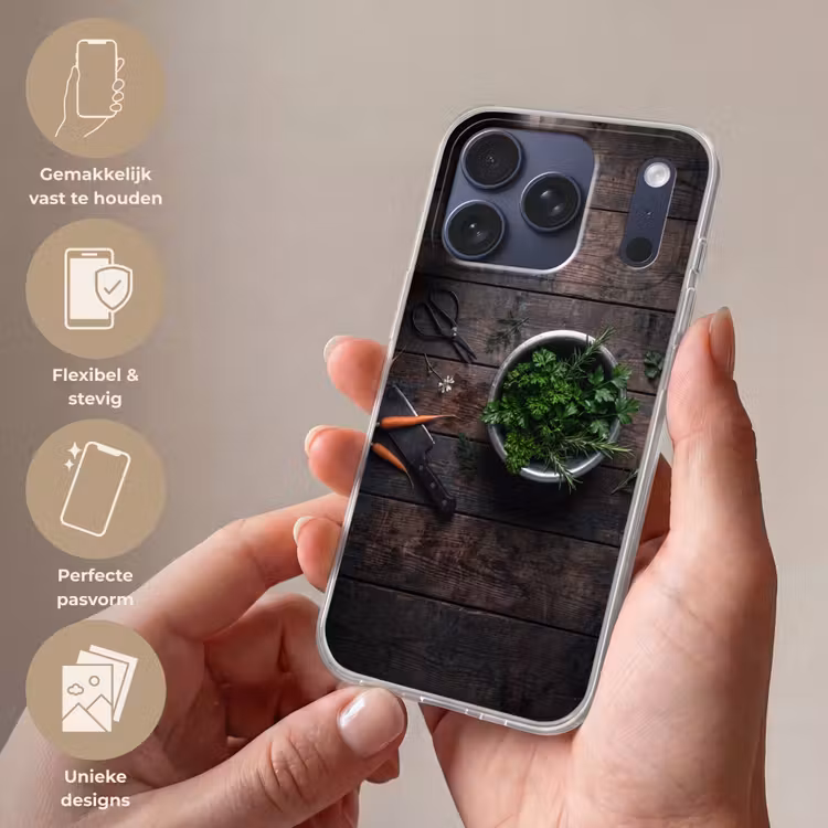 Telefoonhoesje Softcase - Groenten - Hout - Eten — 4