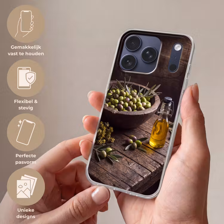 Telefoonhoesje Softcase - Olijven - Eten - Rustiek — 4