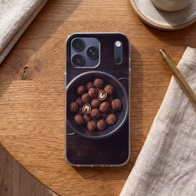 Telefoonhoesje Softcase - Walnoot - Eten - Donker — 2