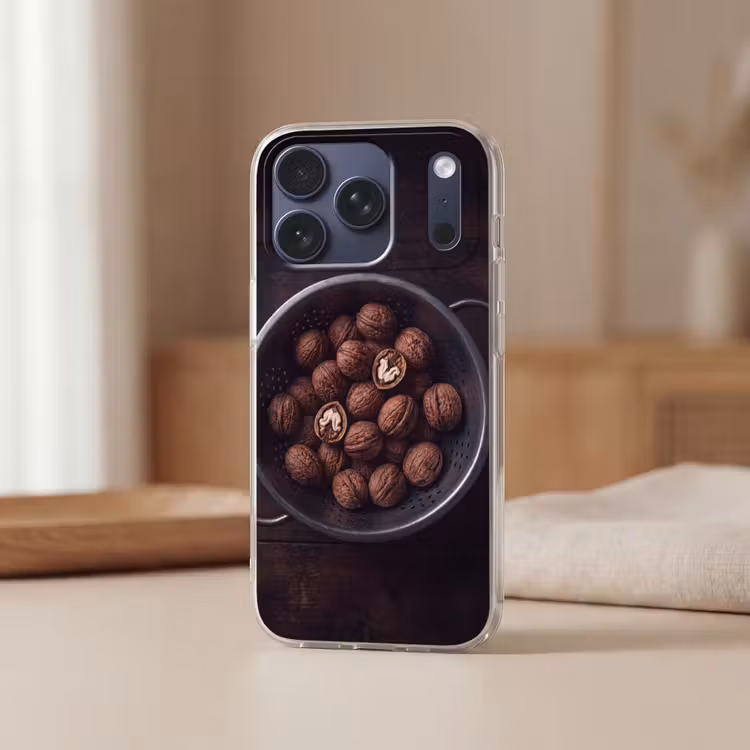 Telefoonhoesje Softcase - Walnoot - Eten - Donker — 3