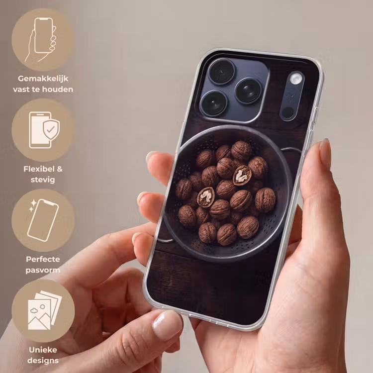 Telefoonhoesje Softcase - Walnoot - Eten - Donker — 4