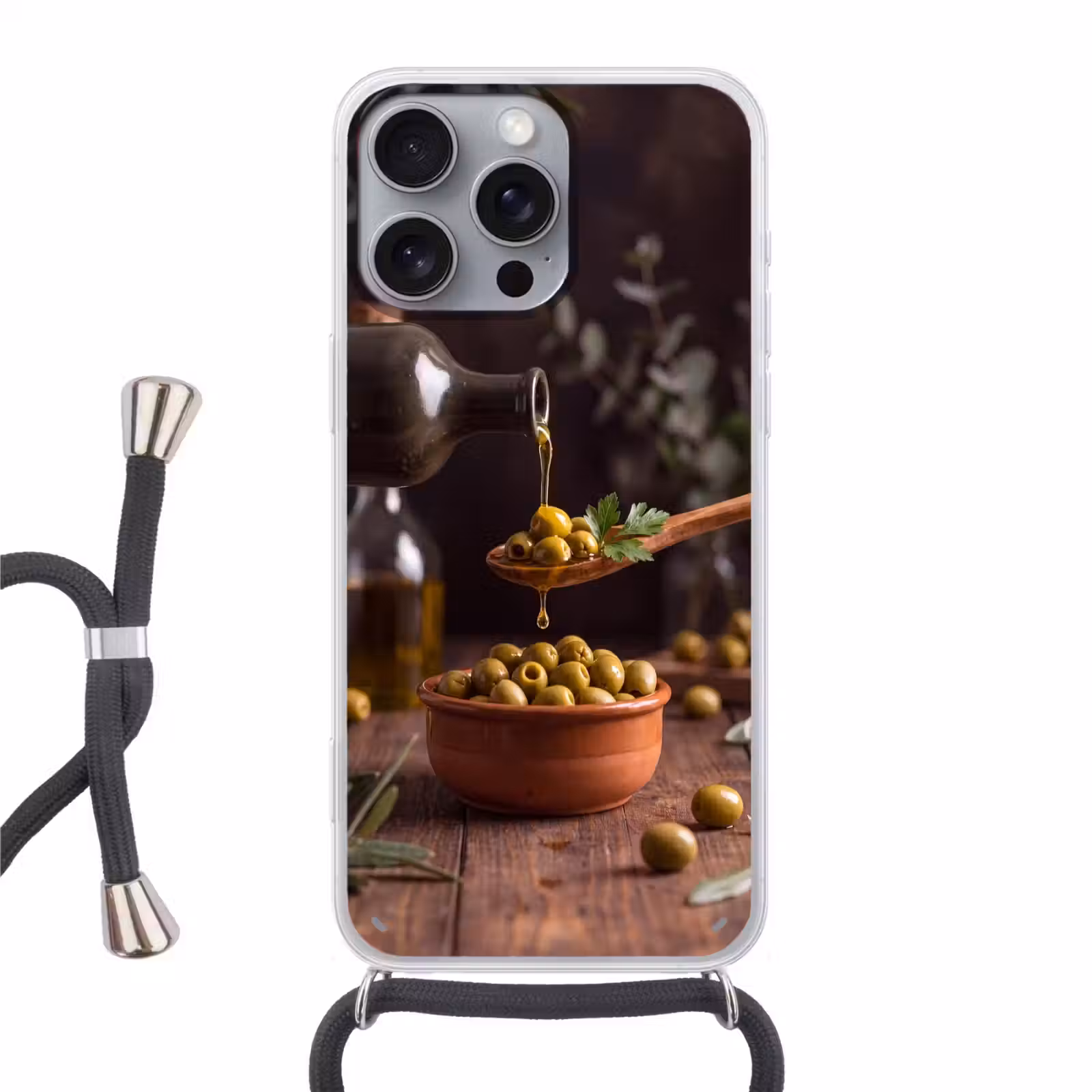 Telefoonhoesje met koord - Olijven - Olijfolie - Eten — 1