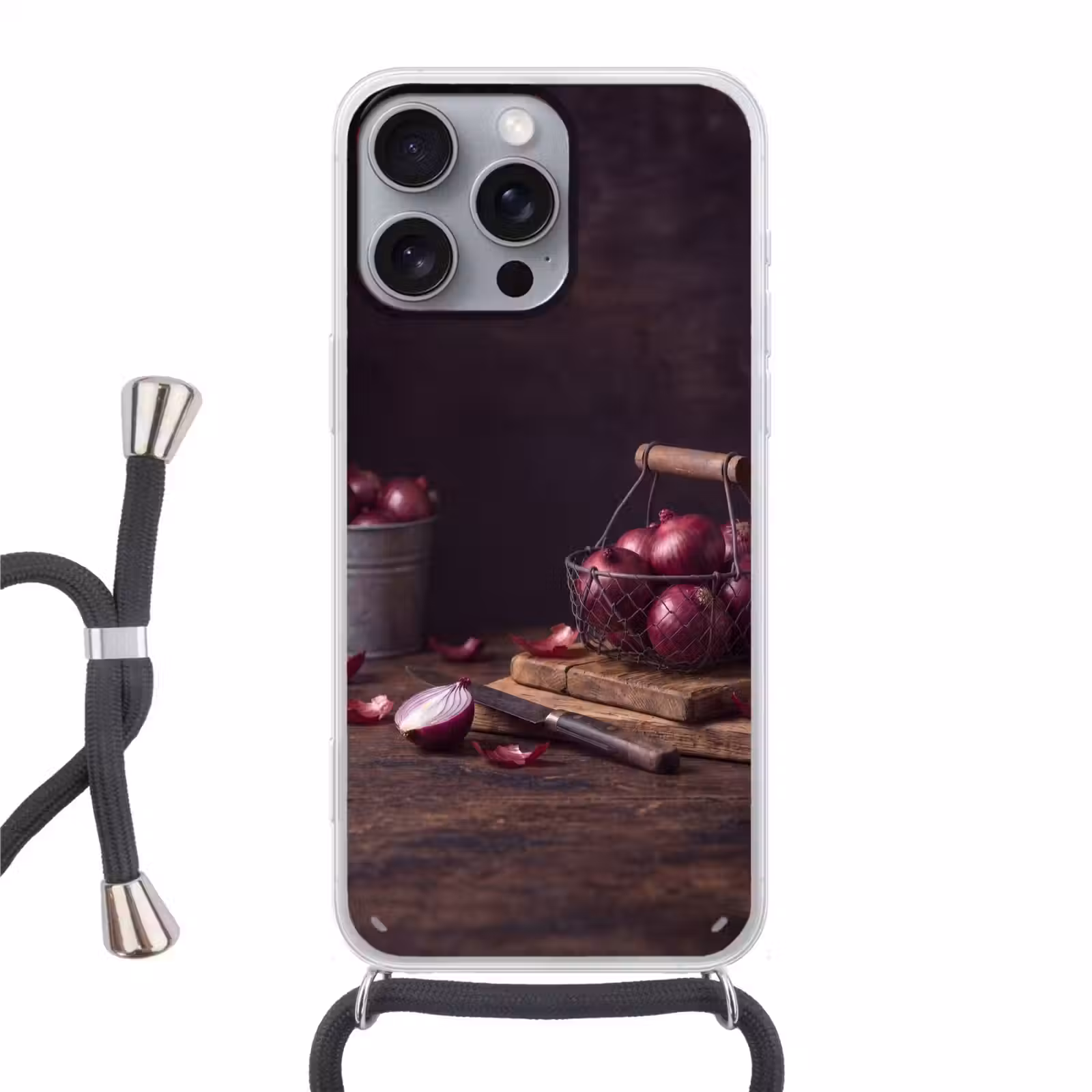 Telefoonhoesje met koord - Ui - Eten - Rustiek — 1