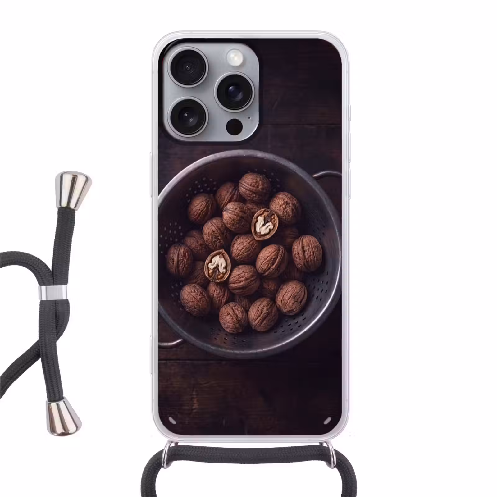 Telefoonhoesje met koord - Walnoot - Eten - Donker — 1