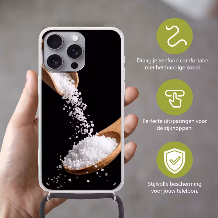 Telefoonhoesje met koord - Eten - Zout - Hout — 4