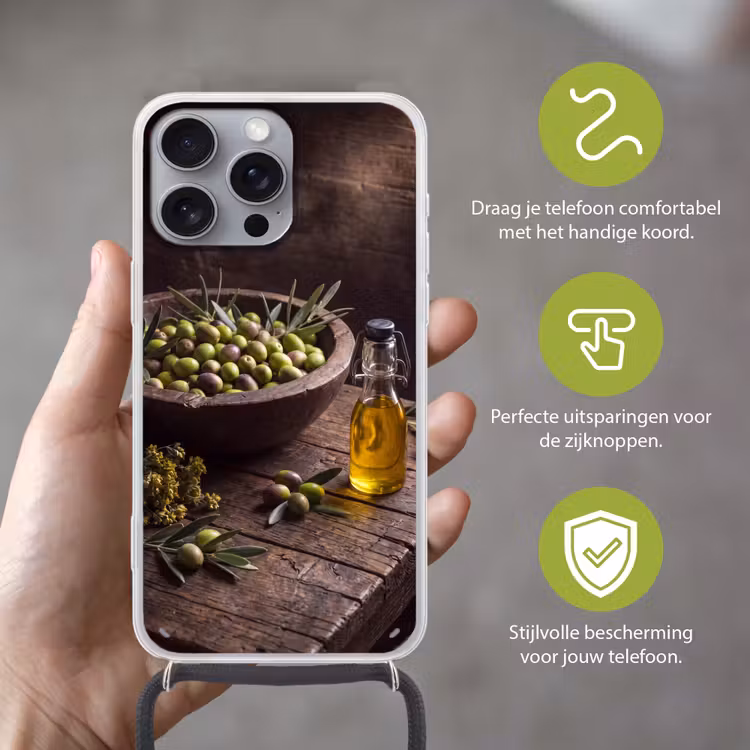 Telefoonhoesje met koord - Olijven - Eten - Rustiek — 4