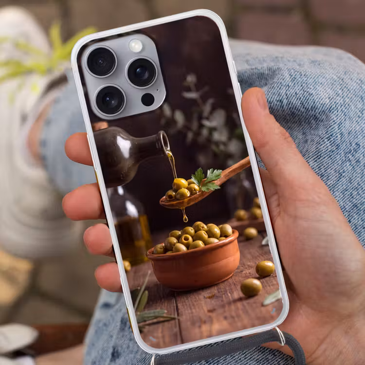 Telefoonhoesje met koord - Olijven - Olijfolie - Eten — 2