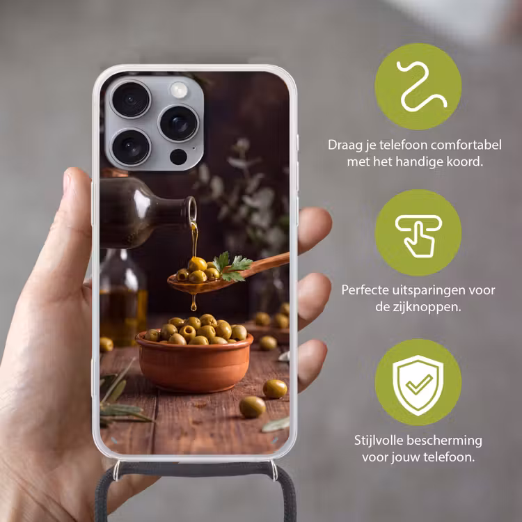 Telefoonhoesje met koord - Olijven - Olijfolie - Eten — 4