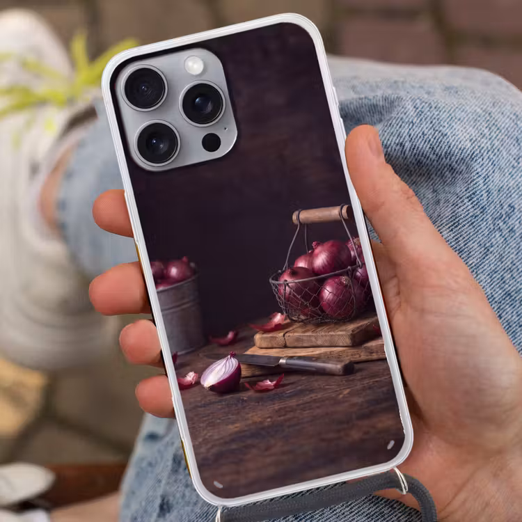 Telefoonhoesje met koord - Ui - Eten - Rustiek — 2