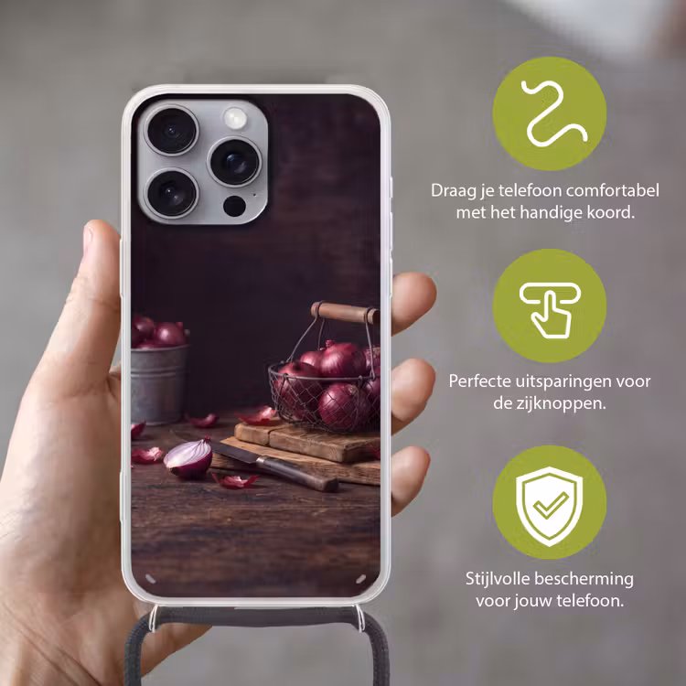 Telefoonhoesje met koord - Ui - Eten - Rustiek — 4