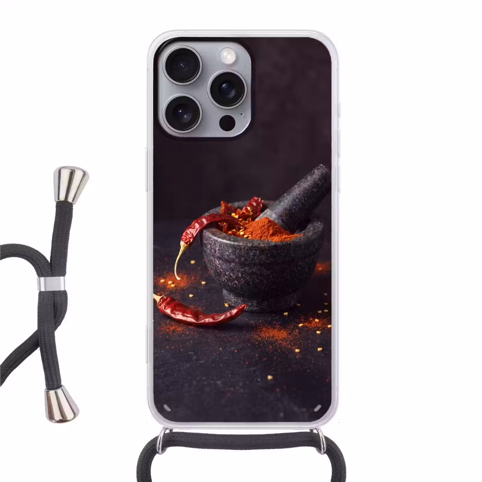 Telefoonhoesje met koord - Specerijen - Vijzel - Rood — 1