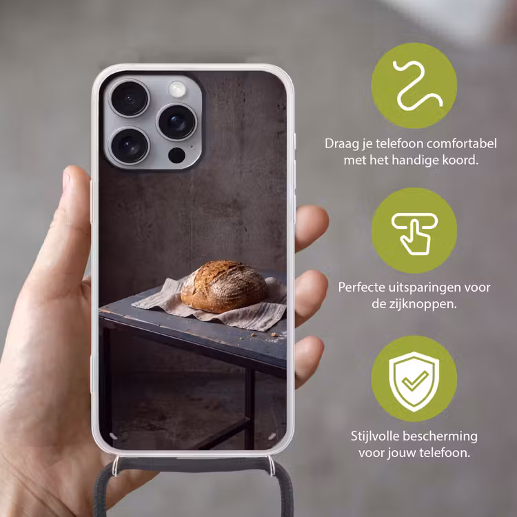Telefoonhoesje met koord - Brood - Rustiek - Eten — 4