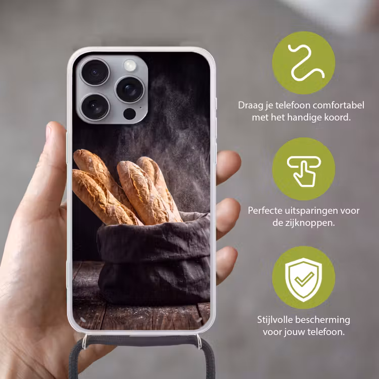 Telefoonhoesje met koord - Brood - Zak - Eten — 4