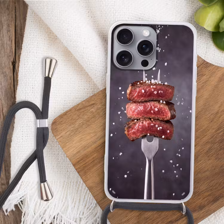 Telefoonhoesje met koord - Eten - Vlees - Zout — 3