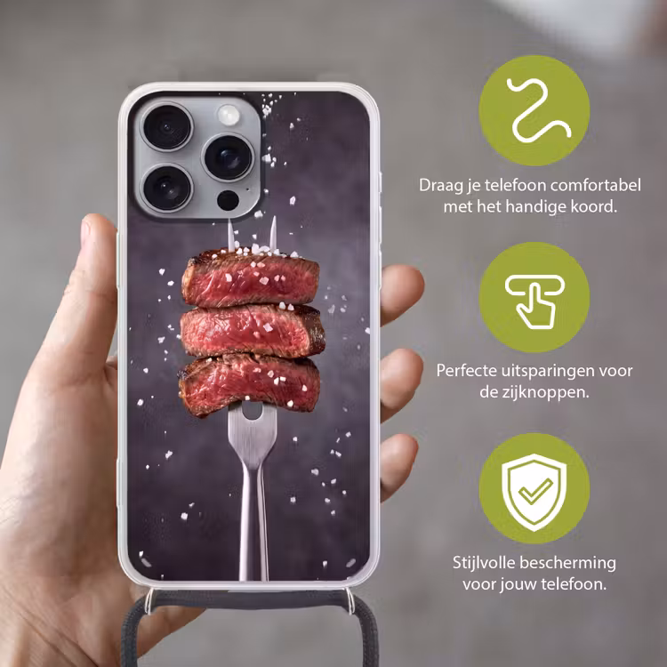Telefoonhoesje met koord - Eten - Vlees - Zout — 4