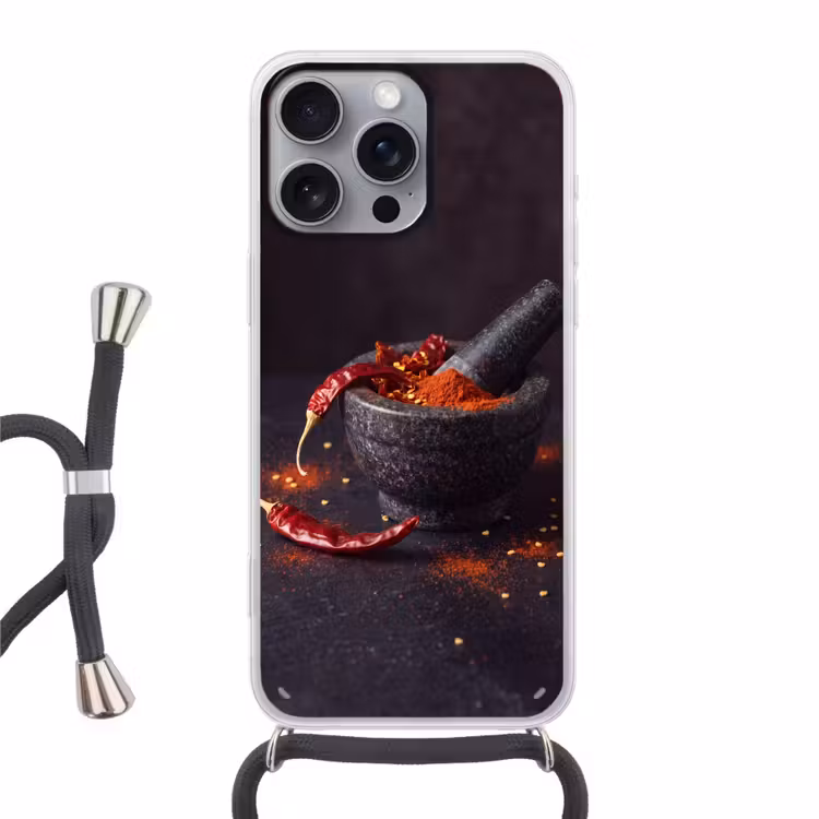 Telefoonhoesje met koord - Specerijen - Vijzel - Rood — 1