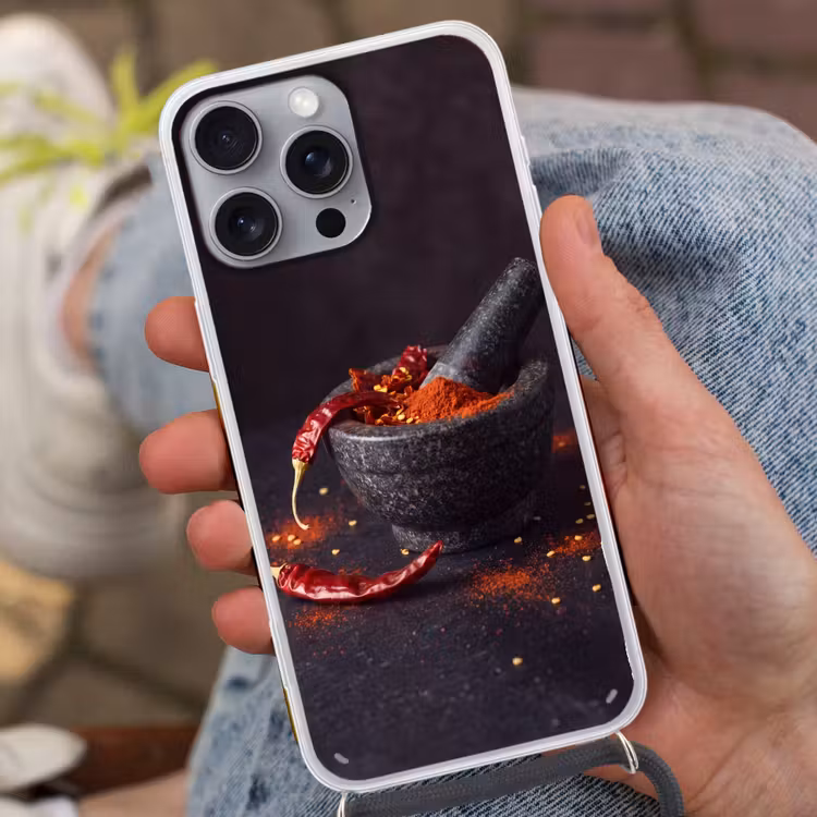 Telefoonhoesje met koord - Specerijen - Vijzel - Rood — 2
