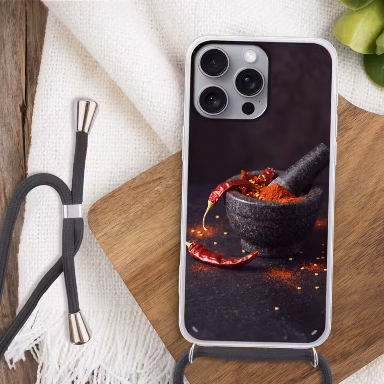 Telefoonhoesje met koord - Specerijen - Vijzel - Rood — 3