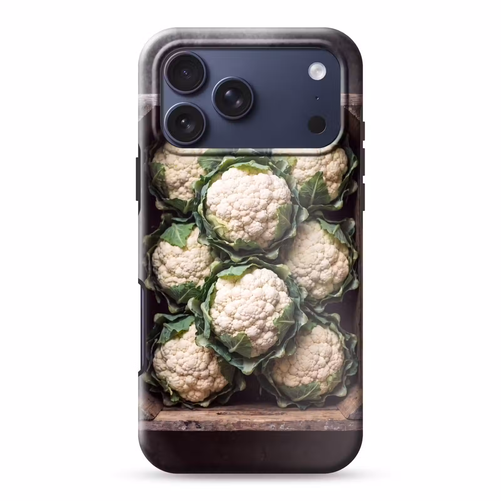 Telefoonhoesje Toughcase - Bloemkool - Houten kist — 1