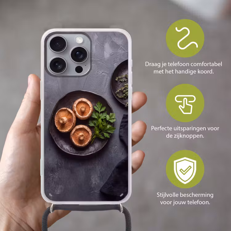 Telefoonhoesje met koord - Paddestoelen - Kruiden - Eten — 4
