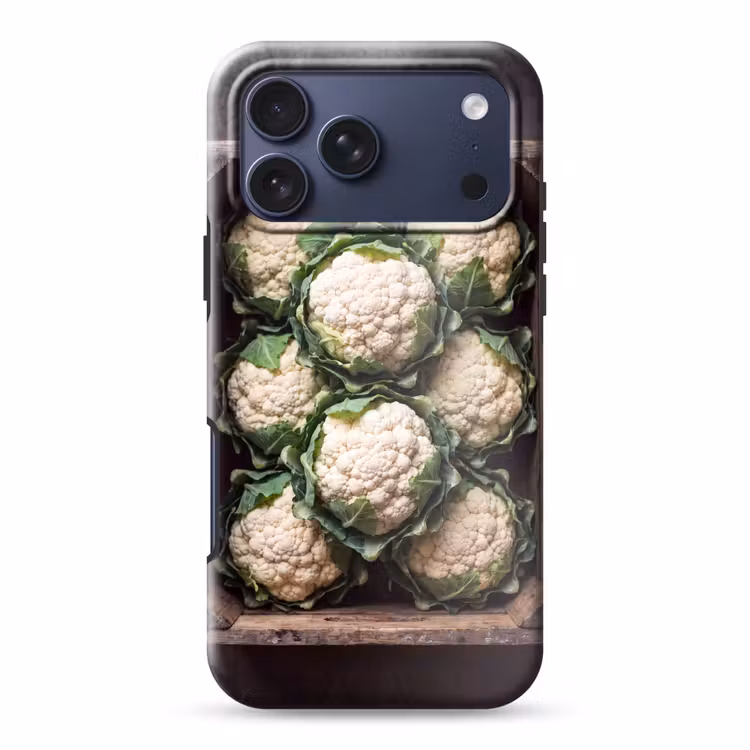 Telefoonhoesje Toughcase - Bloemkool - Houten kist — 1