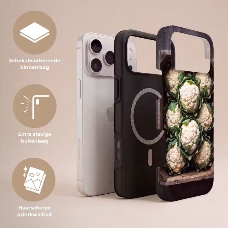 Telefoonhoesje Toughcase - Bloemkool - Houten kist — 3