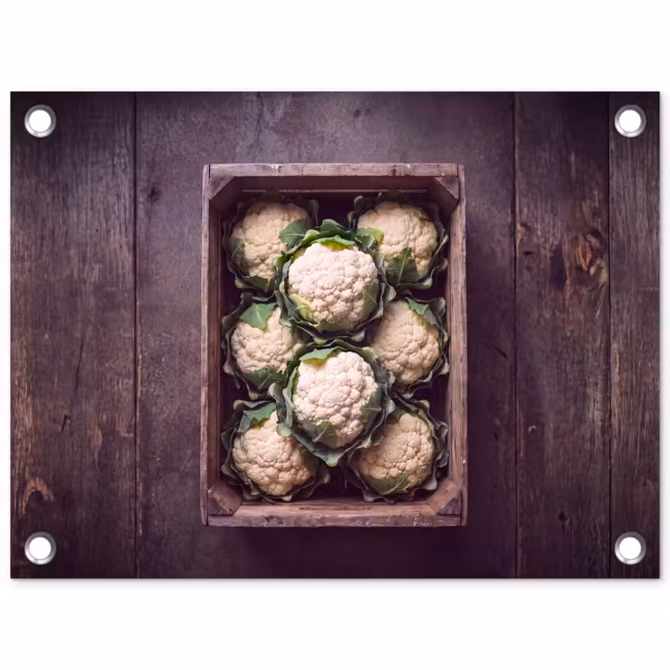 Tuinposter - Bloemkool - Houten kist — 1