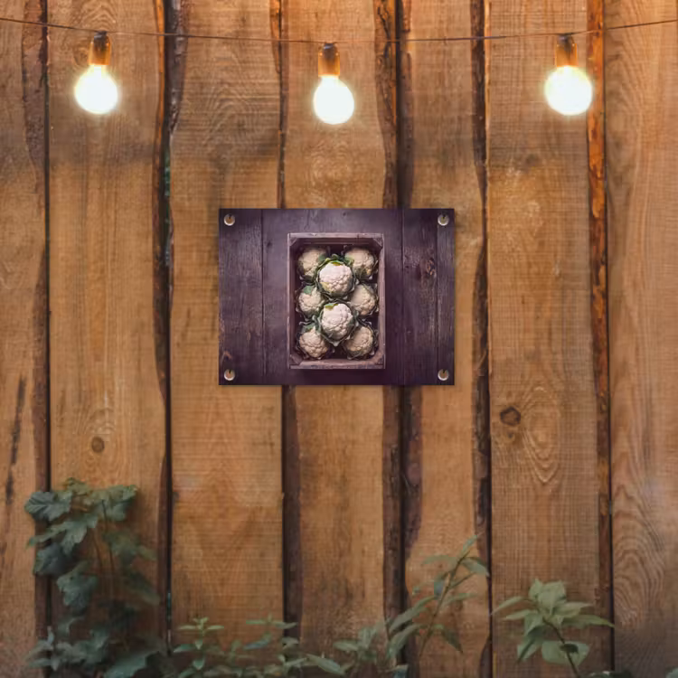 Tuinposter - Bloemkool - Houten kist — 2