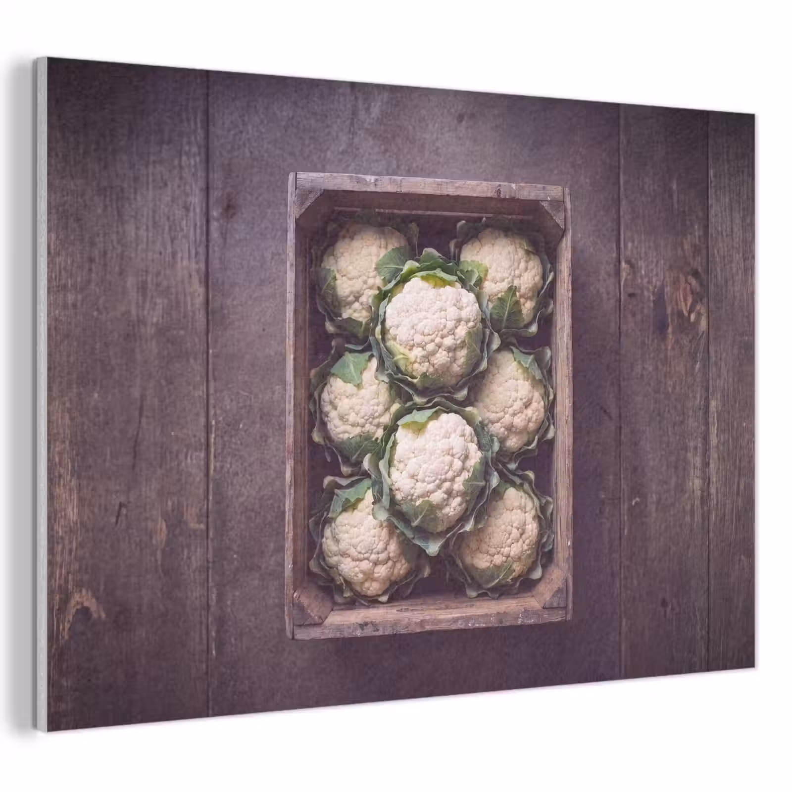Akoestisch schilderij - Bloemkool - Houten kist — 1