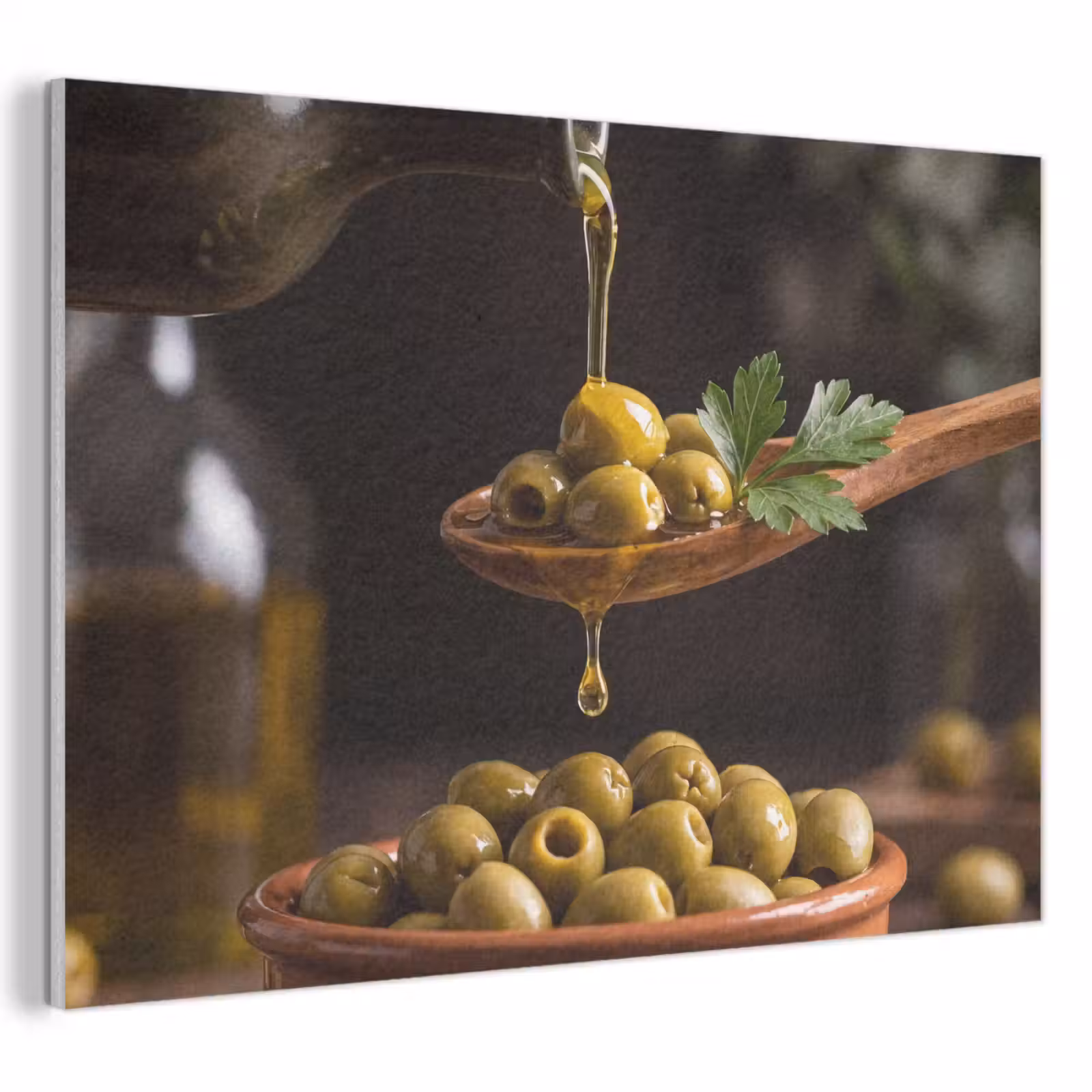 Akoestisch schilderij - Olijven - Olijfolie - Eten — 1