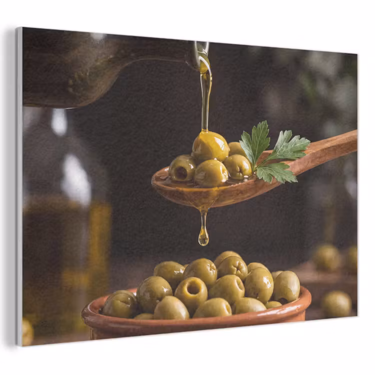 Akoestisch schilderij - Olijven - Olijfolie - Eten — 1