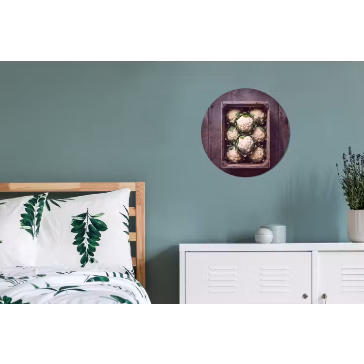 Wandcirkel - Aluminium - Bloemkool - Houten kist — 4